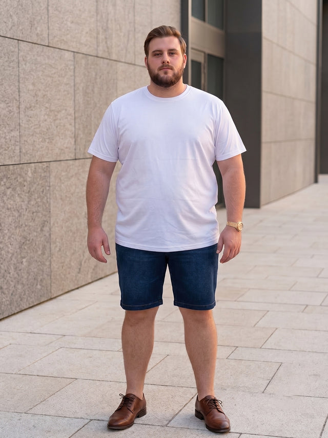 Men Plus Size Vigorous Navy Blue Solid Shorts