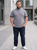 Men Plus Size Lazon Solid Henley Tshirt
