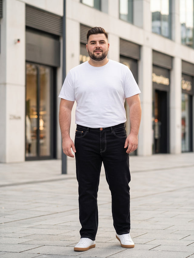 Men Plus Size Zetsu Black Solid Jeans