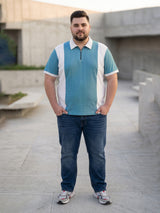 Men Plus Size Vora-Teal Teal Textured Polo T-Shirt