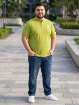 Men Plus Size Hemleys-Olive Solid Henley Tshirt