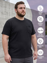 Men Plus Size Stark-Black Black Textured Round Neck Tshirts