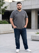Men Plus Size Mettle Solid V-Neck Tshirt