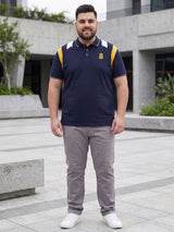 Men Plus Size Crikfow-Navy Solid Polo Tshirt