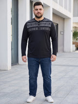 Men Plus Size Terrino Colorblock Henley Tshirt