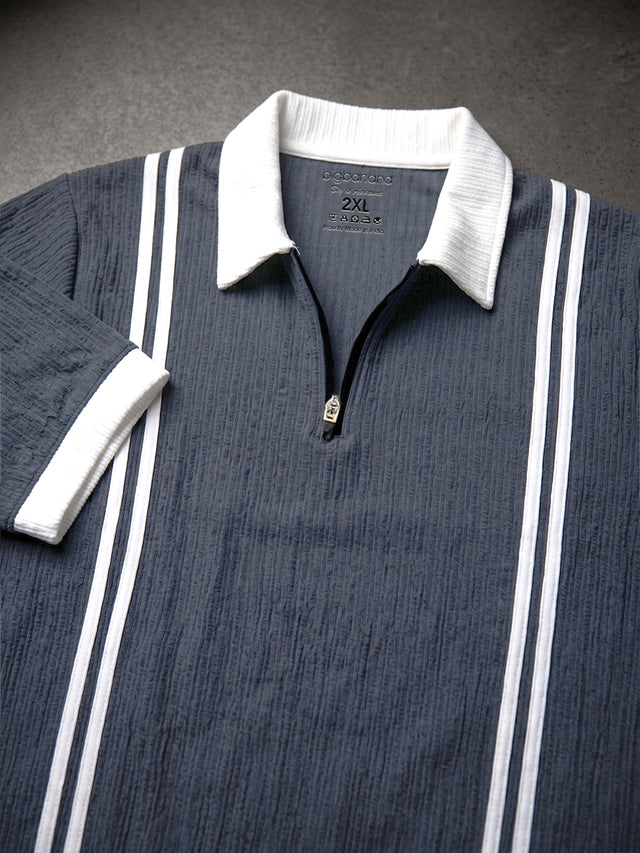 Men Plus Size Zeno-Grey Grey Textured Polo T-Shirt