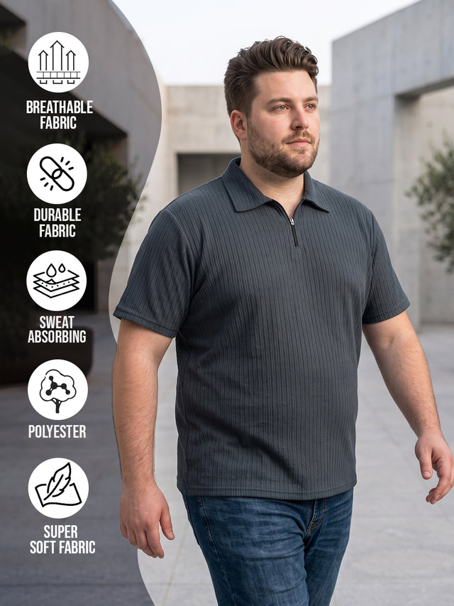 Men Plus Size Gravelo Charcoal Grey Polo Tshirts