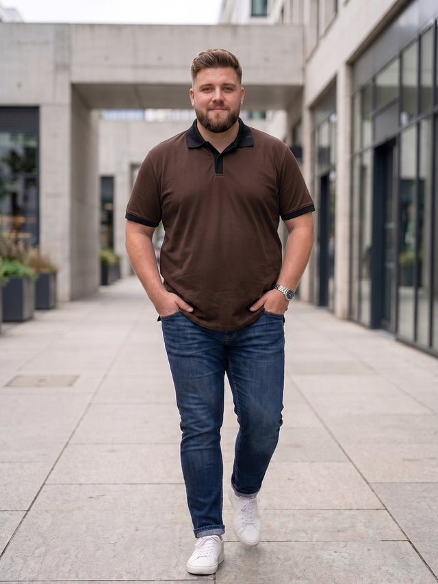 Men Plus Size Vitupera Brown textured Polo Tshirts