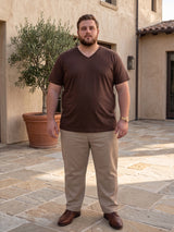 Men Plus Size Text Solid V-Neck Tshirt