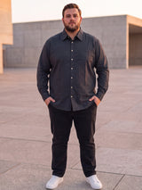 Men Plus Size Blackual Black Striped Shirts