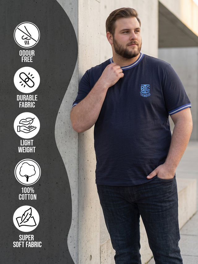 Men Plus Size Mule-B Solid Round Neck Tshirt