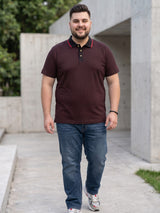 Men Plus Size Joy-Maroon Textured Polo Tshirt