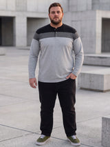 Men Plus Size Vagos Colorblock Henley Tshirt