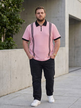 Men Plus Size Rexo-Pink Pink Textured Polo T-Shirt