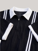 Men Plus Size Zeno-Black Black Textured Polo T-Shirt