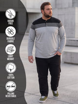 Men Plus Size Vagos Colorblock Henley Tshirt