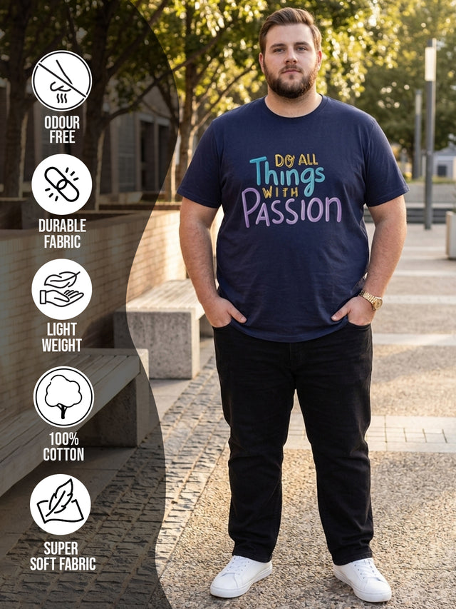 Men Plus Size Watt Printed Round Neck Tshirt