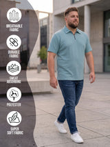 Men Plus Size Velzuno Sky Blue Polo Tshirts