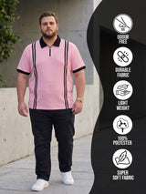 Men Plus Size Rexo-Pink Pink Textured Polo T-Shirt