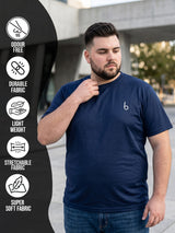 Men Plus Size Vaporcrew-Navy Blue Solid Navy Blue Round Neck