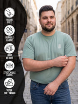 Men Plus Size Hiddenmist-Mint Green Solid Mint Green Round Neck Tshirt