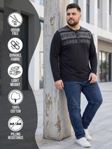 Men Plus Size Terrino Colorblock Henley Tshirt