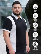 Men Plus Size Vora-Black Black Textured Polo T-Shirt