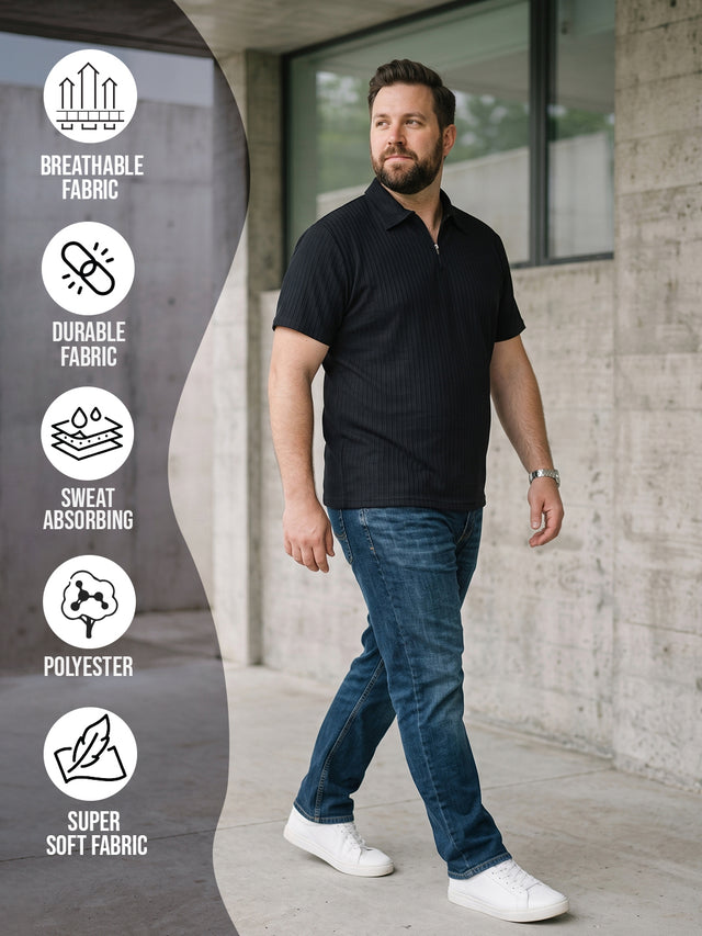 Men Plus Size Blaktex Black Polo Tshirts