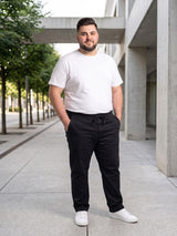 Men Plus Size Revon Black Solid Trousers