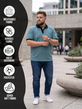 Men Plus Size Velric textured Sky Blue Polo Men Tshirt