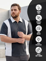 Men Plus Size Vora-Grey Grey Textured Polo T-Shirt