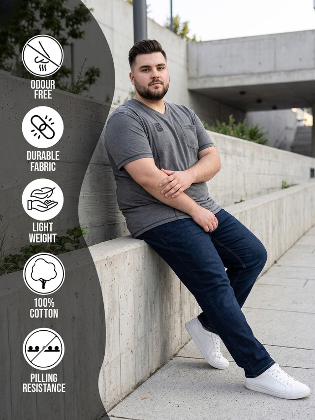 Men Plus Size Mettle Solid V-Neck Tshirt