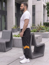 Men Plus Size Stealthmode Black Solid Trackpants