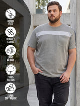 Men Plus Size Titanium Textured Round Neck Tshirt