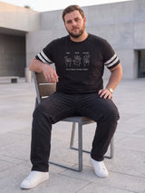 Men Plus Size Cady Black Printed Round Neck Tshirts