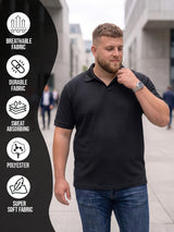 Men Plus Size Stalwar Black textured Polo Tshirts