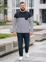 Men Plus Size Tito Striped Henley Tshirt