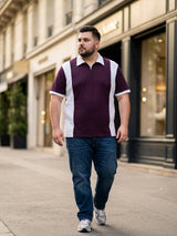 Men Plus Size Elora-Maroon Maroon Textured Polo T-Shirt