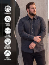 Men Plus Size Blackual Black Striped Shirts