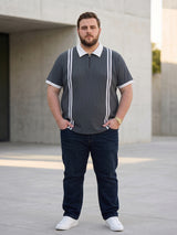 Men Plus Size Zeno-Grey Grey Textured Polo T-Shirt