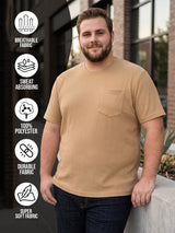 Men Plus Size Stark-Beige Beige Textured Round Neck Tshirts