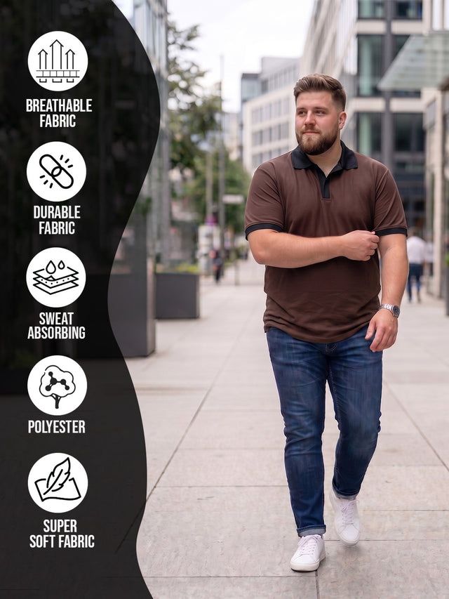 Men Plus Size Vitupera Brown textured Polo Tshirts