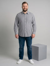 Men Plus Size Gunmetal Multi Striped Shirts