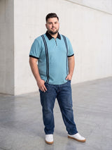 Men Plus Size Zeno-Teal Teal Textured Polo T-Shirt