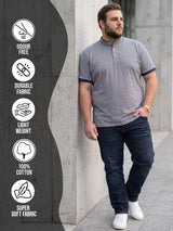 Men Plus Size Lazon Solid Henley Tshirt