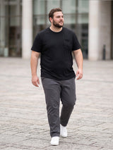 Men Plus Size Stark-Black Black Textured Round Neck Tshirts