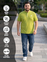 Men Plus Size Hemleys-Olive Solid Henley Tshirt