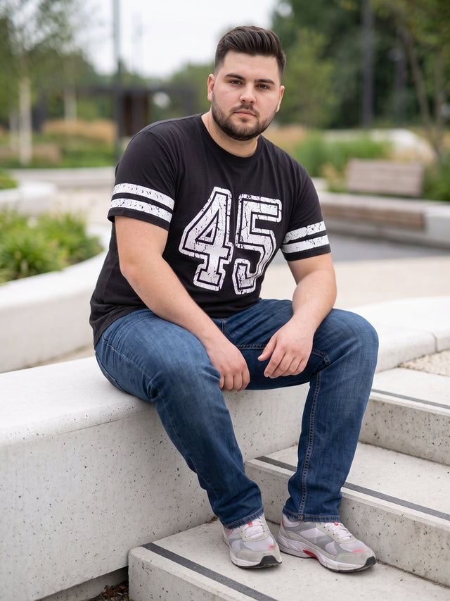 Men Plus Size Ambush Black Printed Round Neck Tshirts