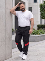 Men Plus Size Nightvault Black Solid Trackpants