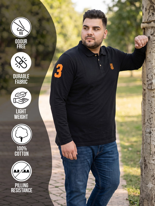 Men Plus Size Scalar Solid Polo Tshirt